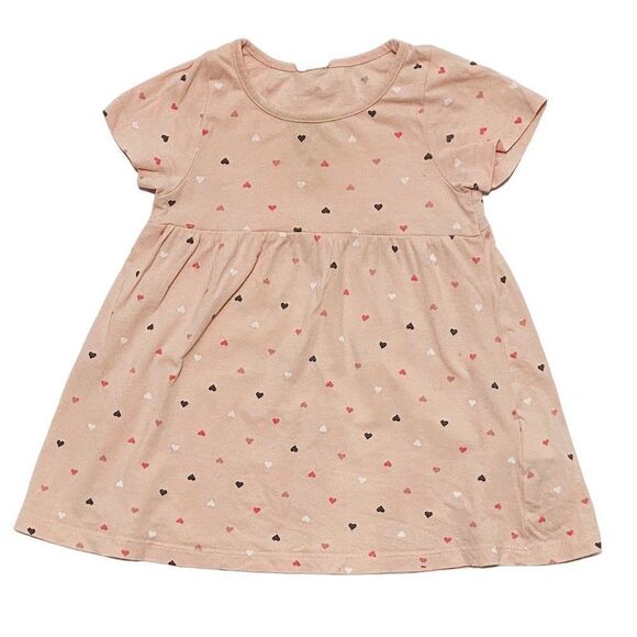 𝅺H&M Pink Heart Print Short Sleeve Dress - Picture 1 of 3